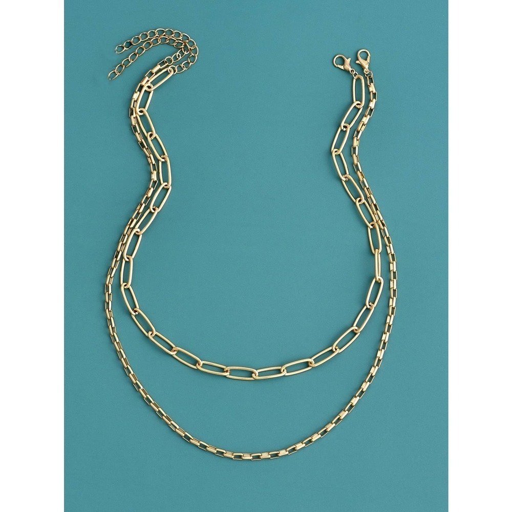 2pcs Minimalist Chain Necklace set gold - Picture 2 of 11